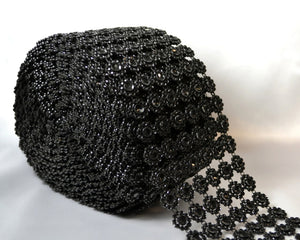 4" x 10 Yards Black Flower Mesh Wrap Roll, PNT6-BLK, UPC: 047182633824