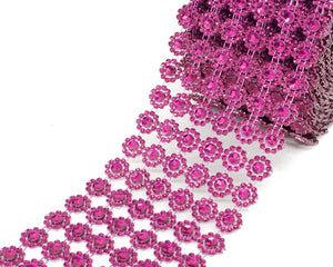 4" x 10 Yards Fuchsia Flower Mesh Wrap Roll, PNT6-FUS, UPC: 047182633879