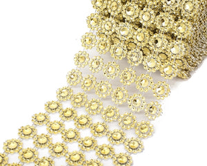 4" x 10 Yards Gold Flower Mesh Wrap Roll, PNT6-GLD, UPC: 047182633886