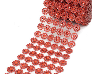 4" x 10 Yards Red Flower Mesh Wrap Roll, PNT6-RED, UPC: 047182633961
